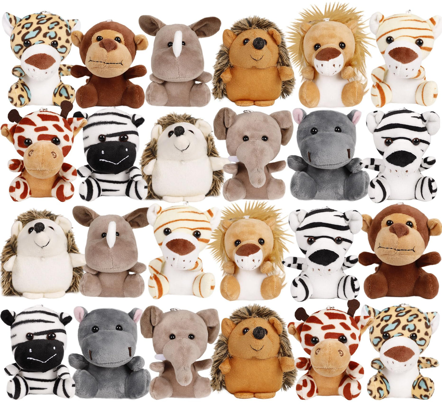 Spoilu 24-Piece Mini Forest Animal Plush Toys — 4.5-Inch Cute Stuffed Animals for Parties, Gifts & Classroom Fun