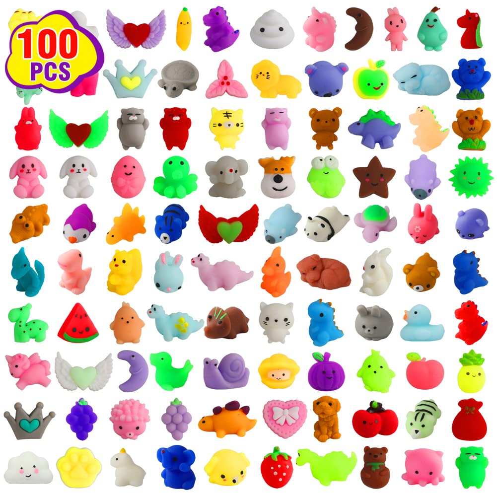 Spolux 100 Pcs Kawaii Squishies – Party Favors, Classroom Prizes & Fidget Toys