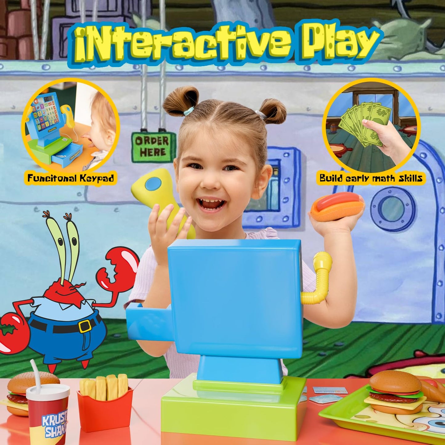 SpongeBob SquarePants Pretend Play Cash Register Toy with Sounds & Lights