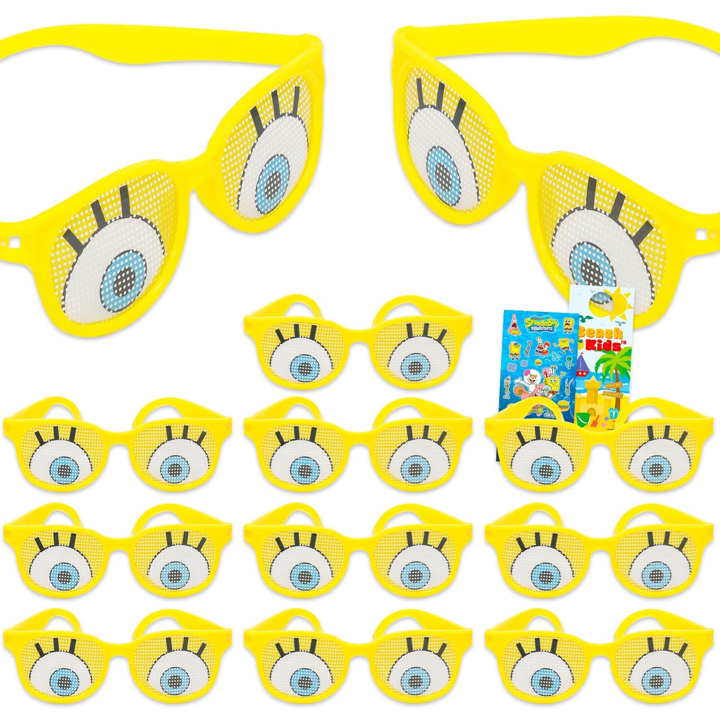 Spongebob Party Favor Glasses – 12 Character Sunglasses + Stickers for Kids' Dress-Up