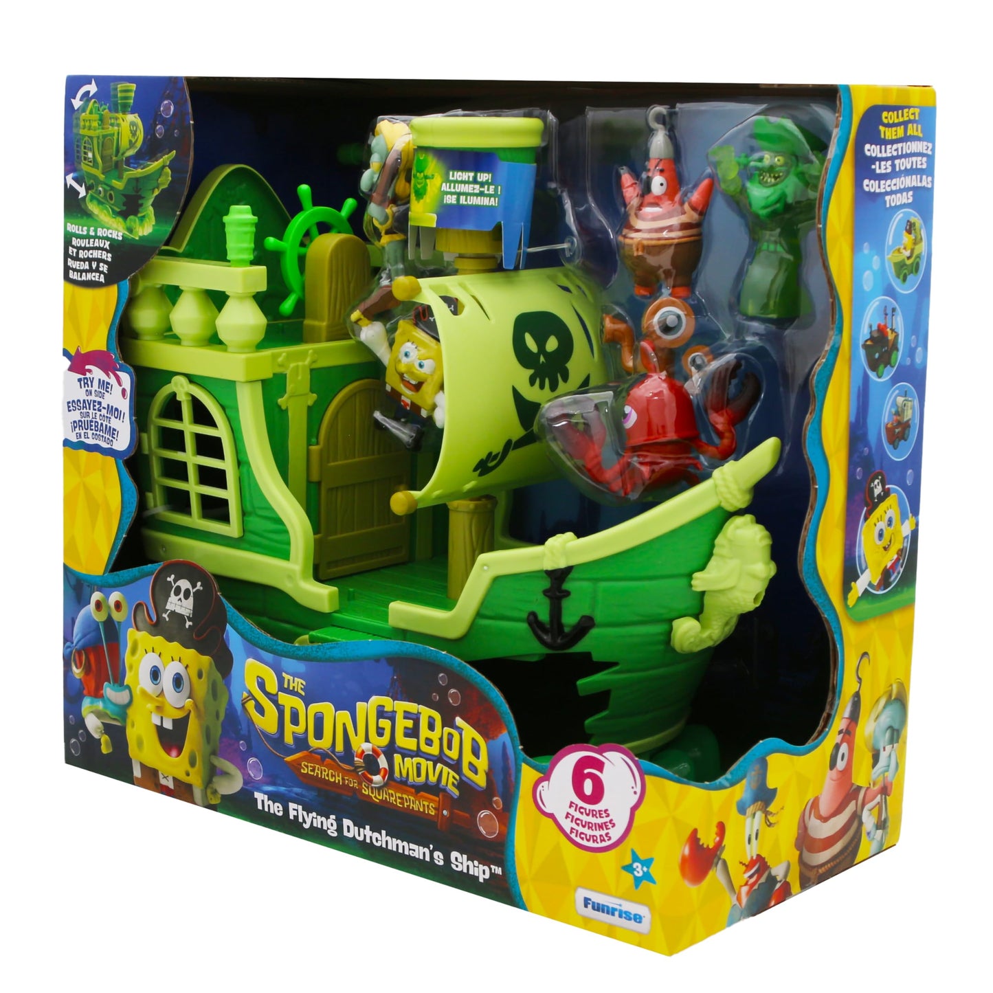 SPONGEBOB SQUAREPANTS Flying Dutchman Ship Playset – 6 Exclusive Figures, Lights, Motion & Hidden Features for Ages 3+