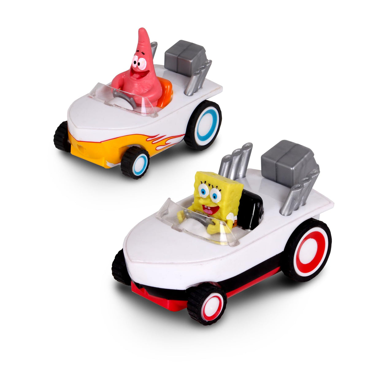 SpongeBob SquarePants Pull Back 2PK – SpongeBob & Patrick Hot Rod Boats | No Batteries, Official Nickelodeon Licensed