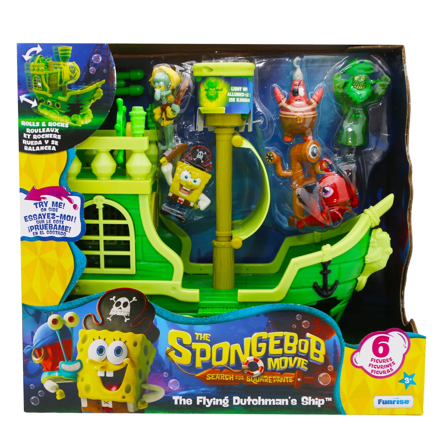 SPONGEBOB SQUAREPANTS Flying Dutchman Ship Playset – 6 Exclusive Figures, Lights, Motion & Hidden Features for Ages 3+