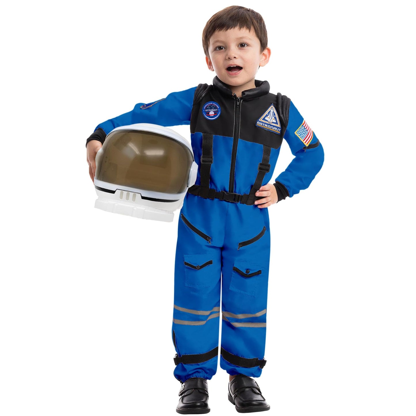 Spooktacular Creations Blue Astronaut Costume with Helmet - Toddler Space Suit (5-7 yrs)