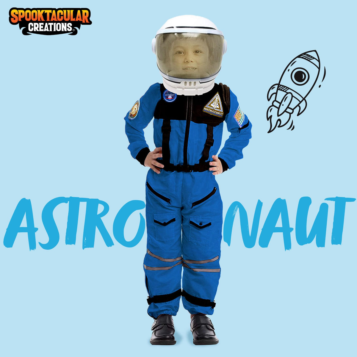 Spooktacular Creations Blue Astronaut Costume with Helmet - Toddler Space Suit (5-7 yrs)