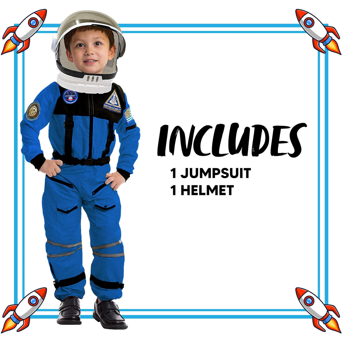 Spooktacular Creations Blue Astronaut Costume with Helmet - Toddler Space Suit (5-7 yrs)