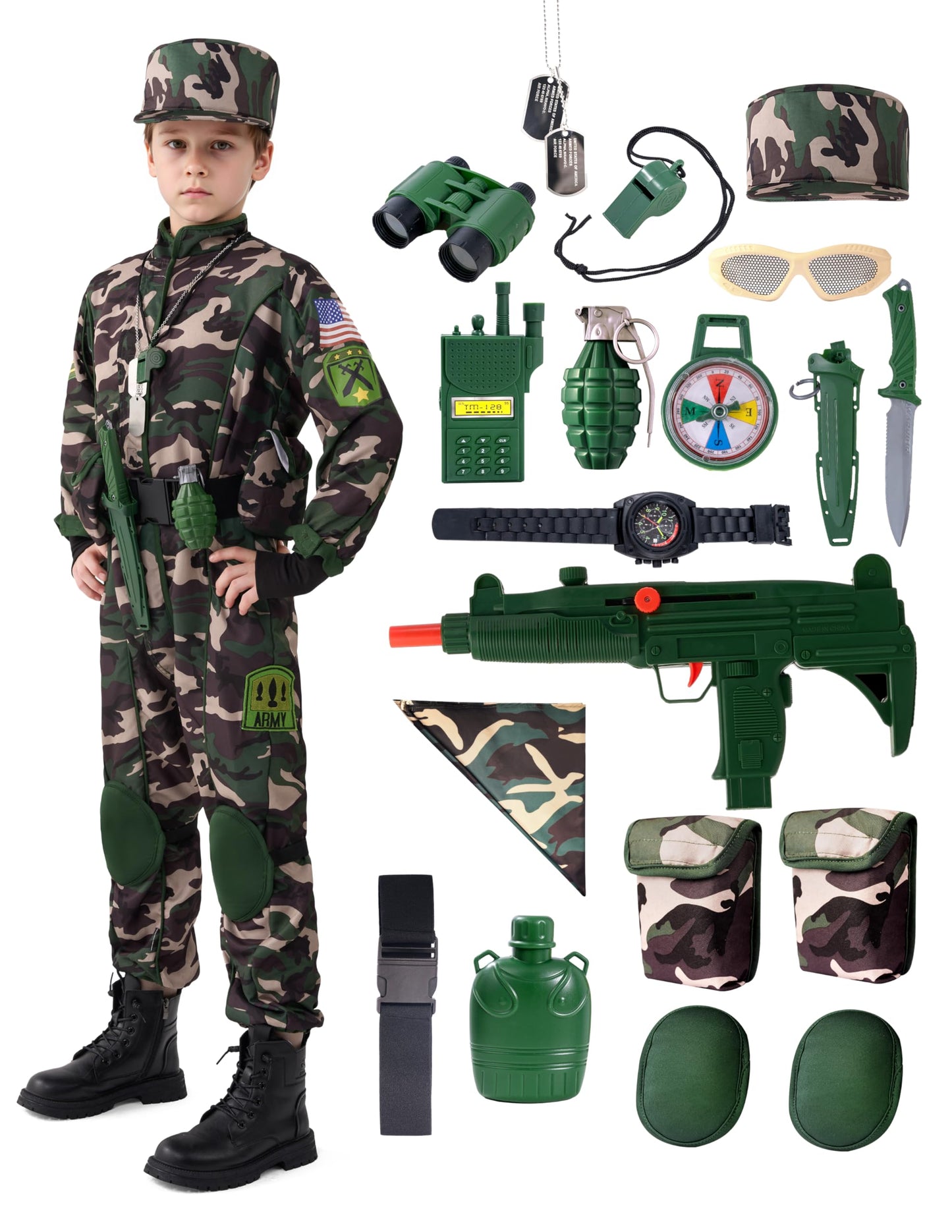Spooktacular Creations Army Costume for Boys – Kids Military Outfit for Halloween