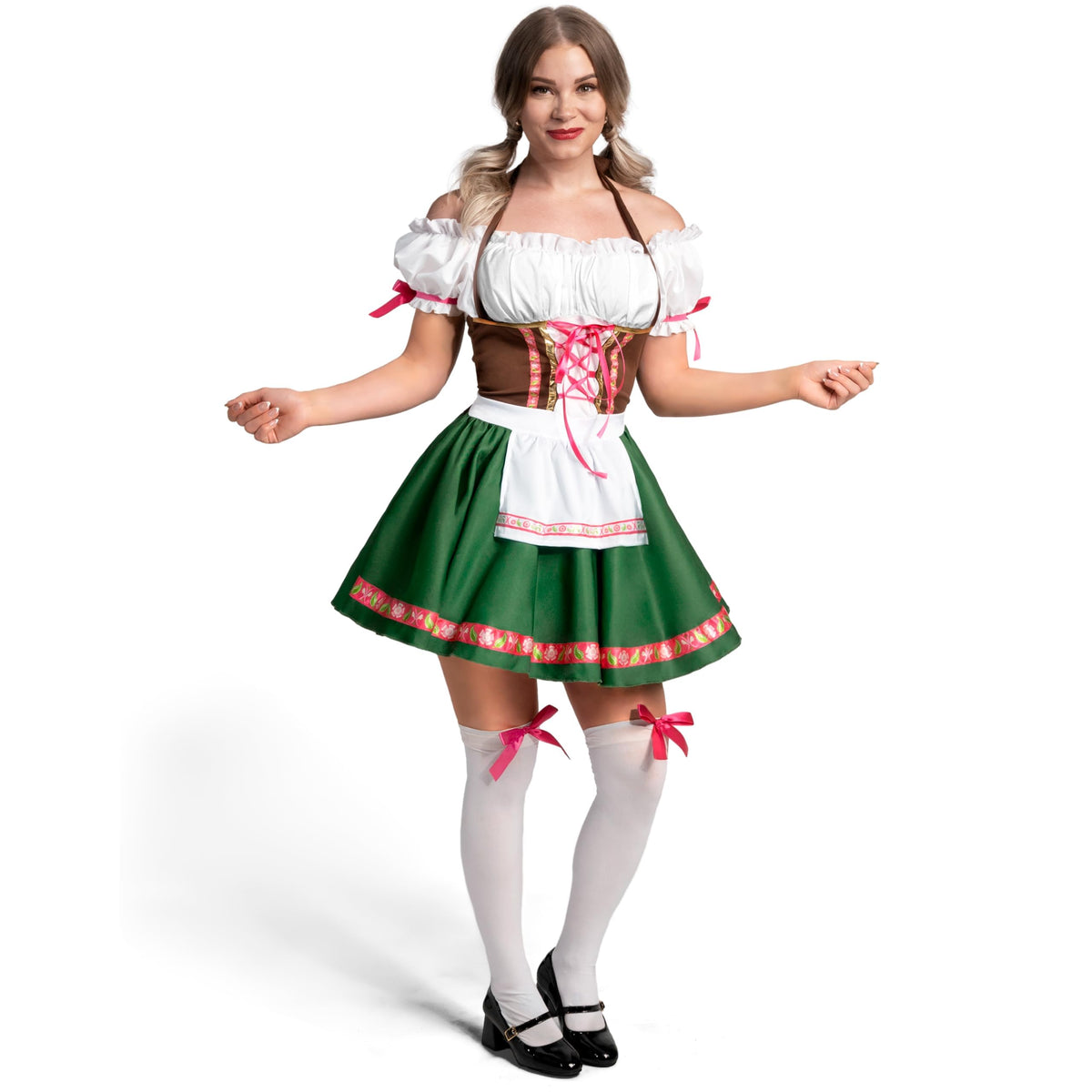 Spooktacular Creations Oktoberfest Women Costume – Green Bavarian Dirndl Dress (Medium)
