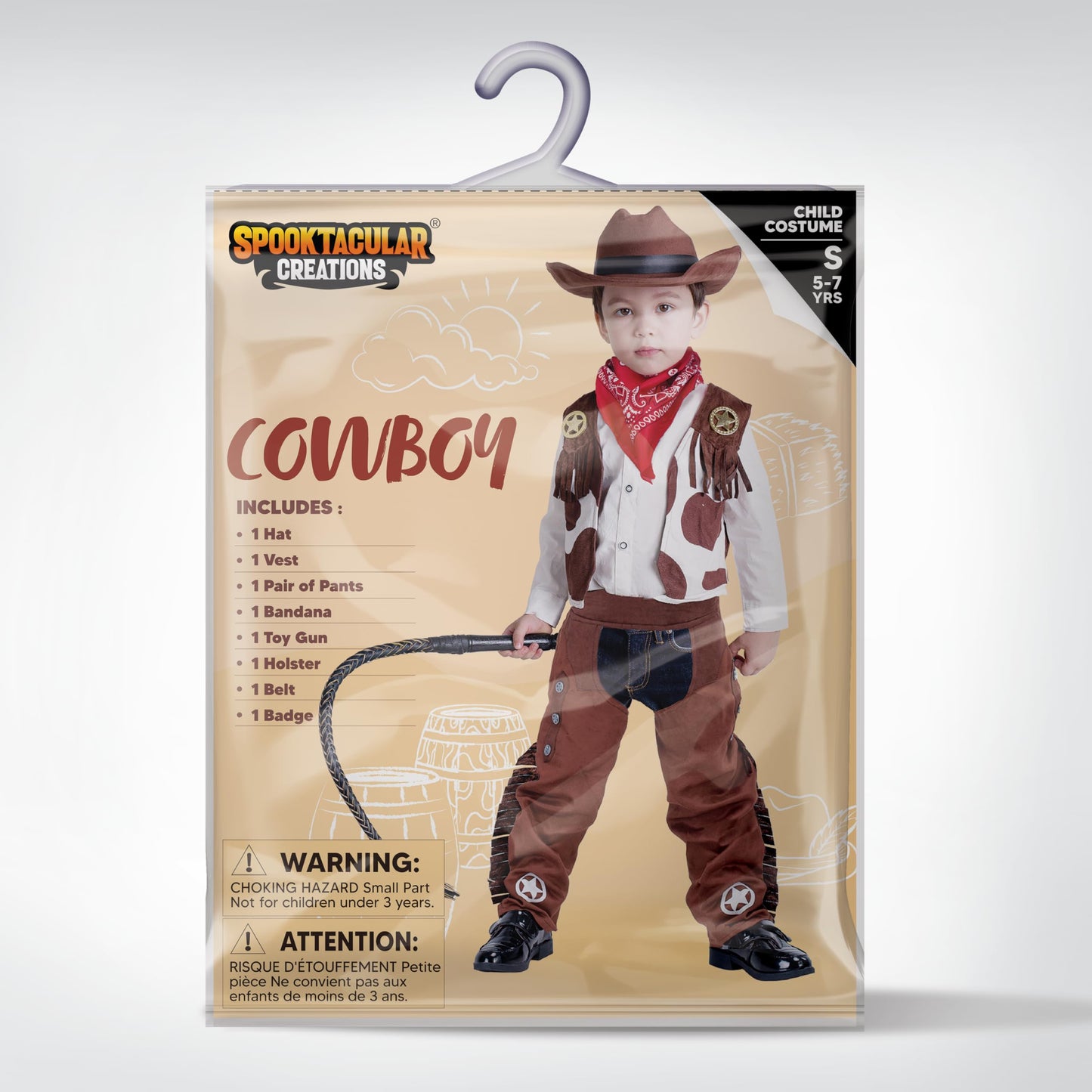 Spooktacular Creations Halloween Cowboy Hat Costume for Boys – Deluxe 8-Piece Western Outfit (Large 10-12 yrs)