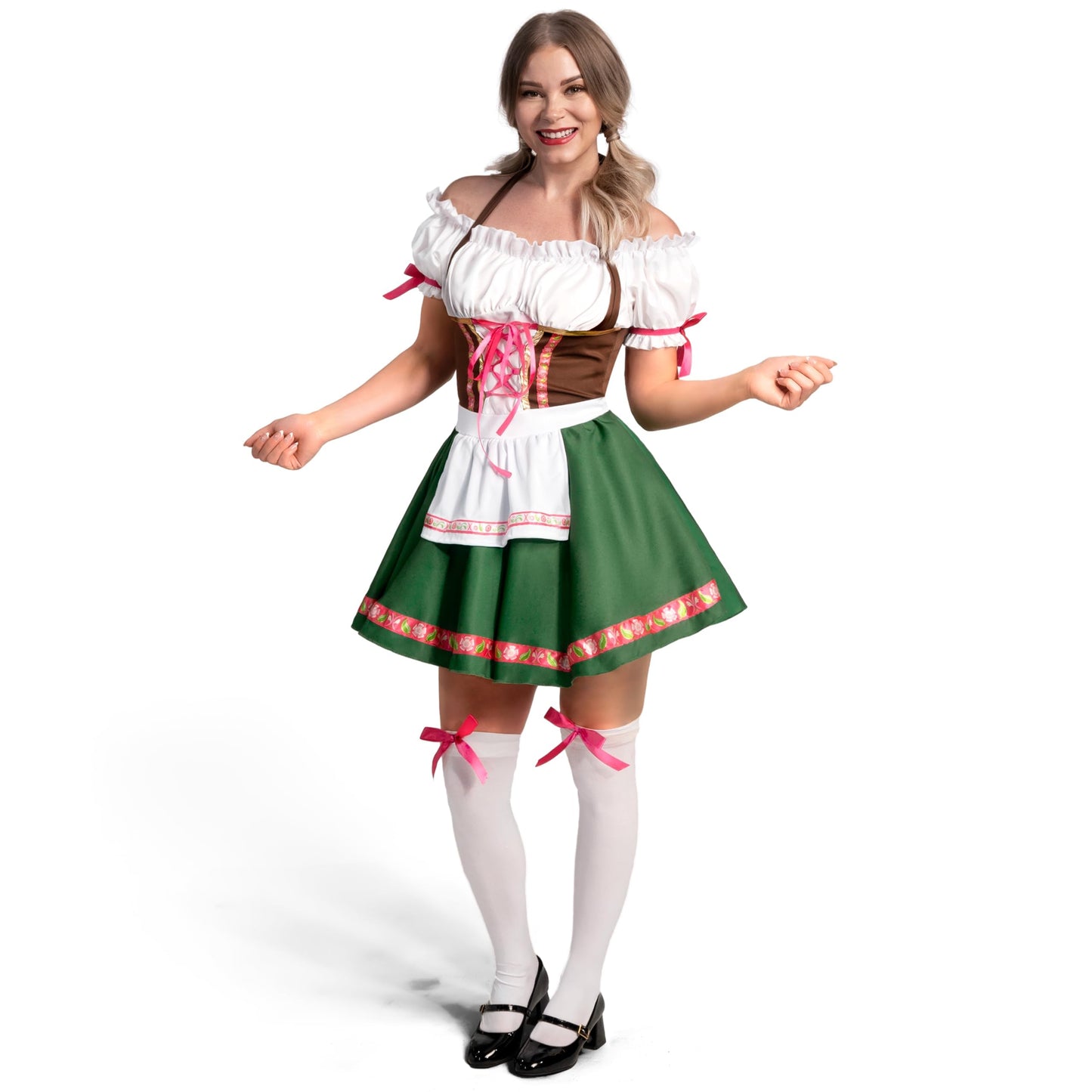 Spooktacular Creations Oktoberfest Women Costume – Green Bavarian Dirndl Dress (Medium)
