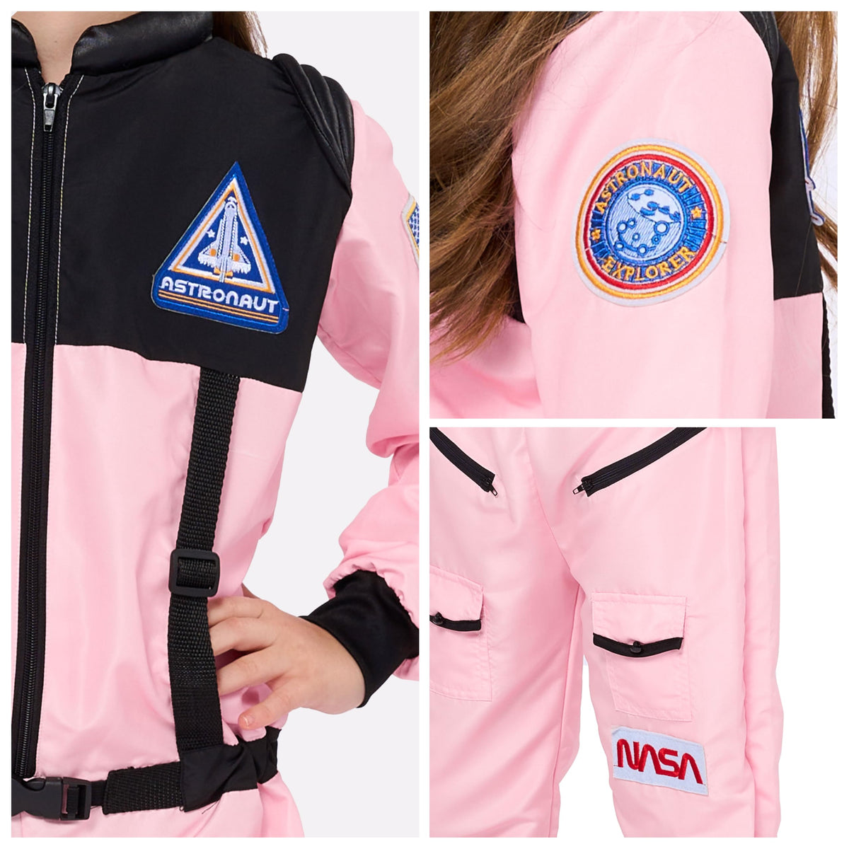 Spooktacular Creations Pink Astronaut Costume with Helmet – Space Suit for Girls (Large 10-12 yrs)