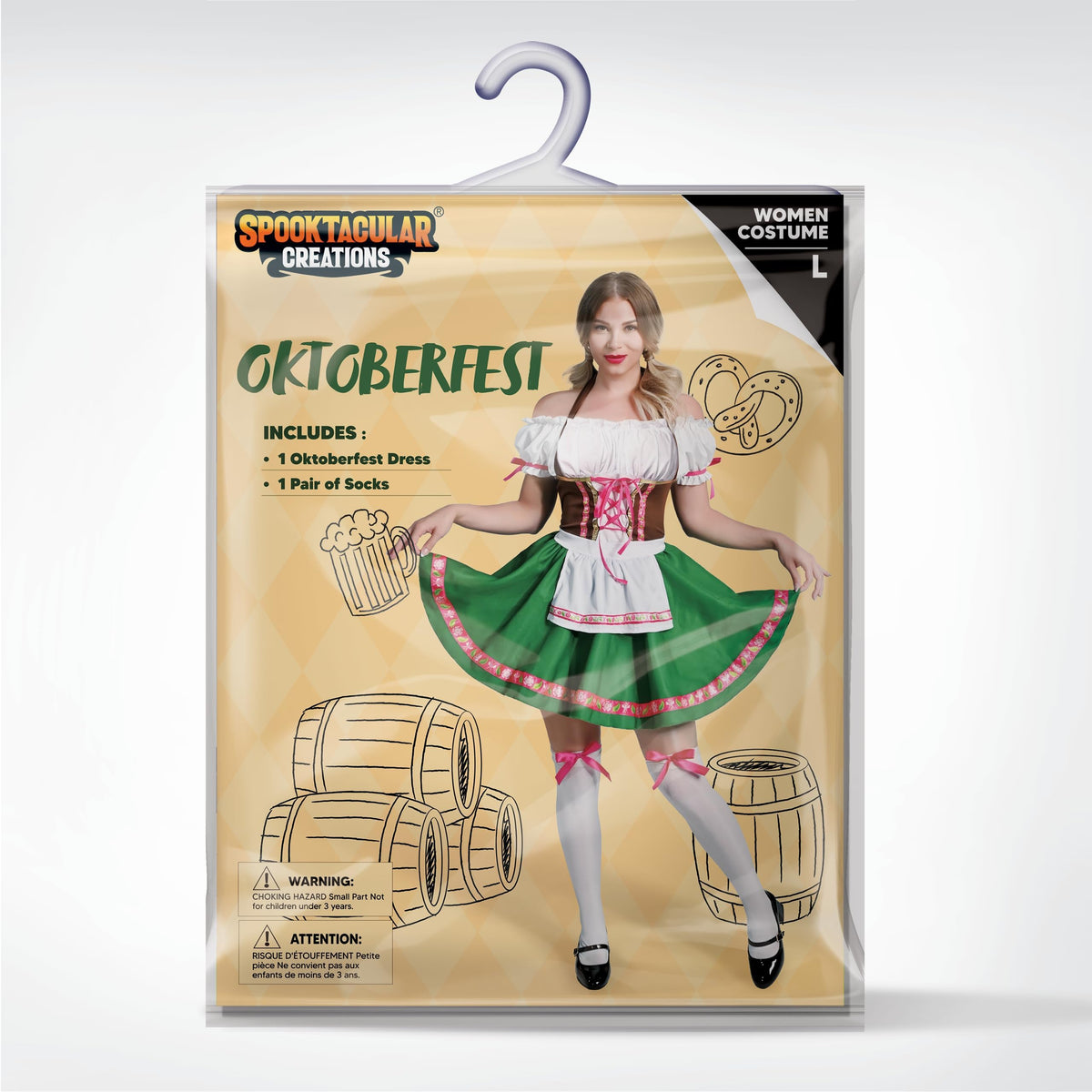 Spooktacular Creations Oktoberfest Women Costume – Green Bavarian Dirndl Dress (Medium)