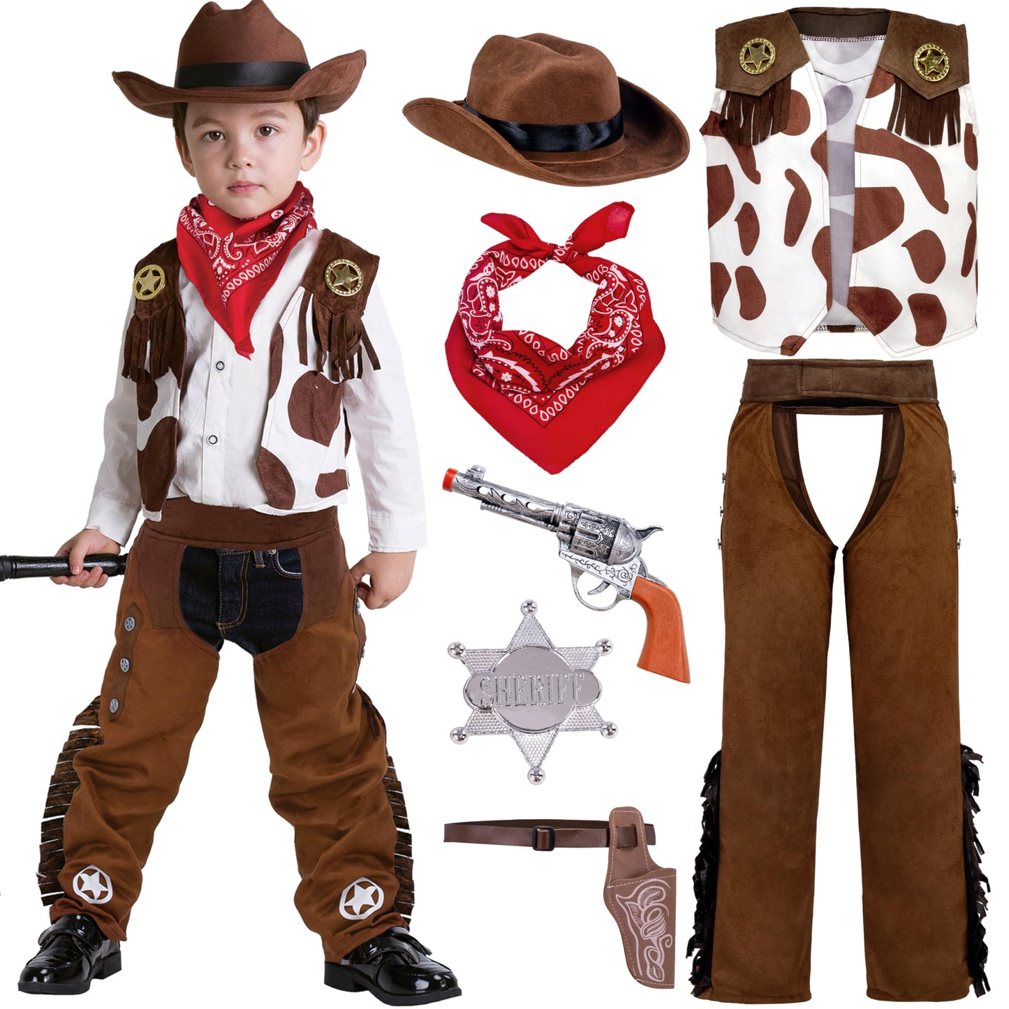 Spooktacular Creations Halloween Cowboy Hat Costume for Boys – Deluxe Western Outfit (Small 5-7 yrs)