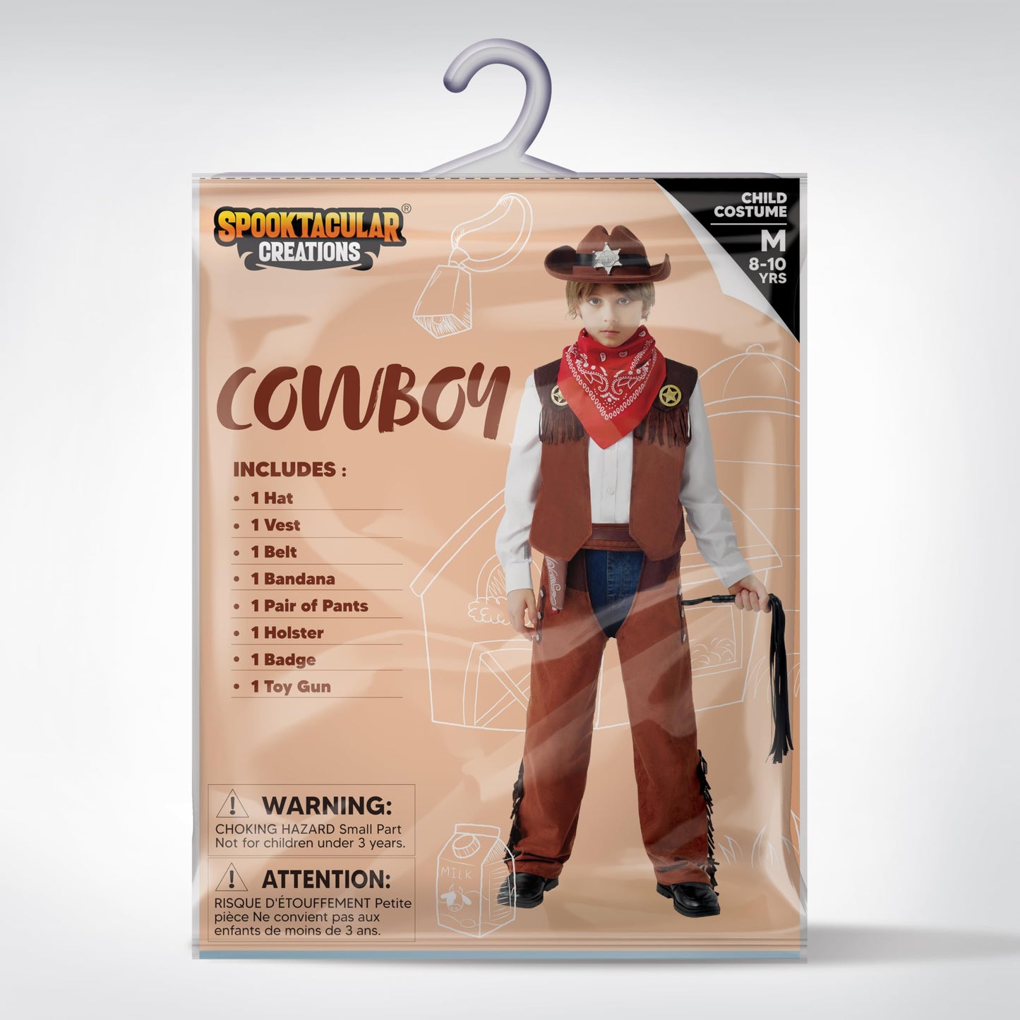 Spooktacular Creations Halloween Cowboy Costume for Boys – Deluxe Brown Western Outfit (3T-4Y)