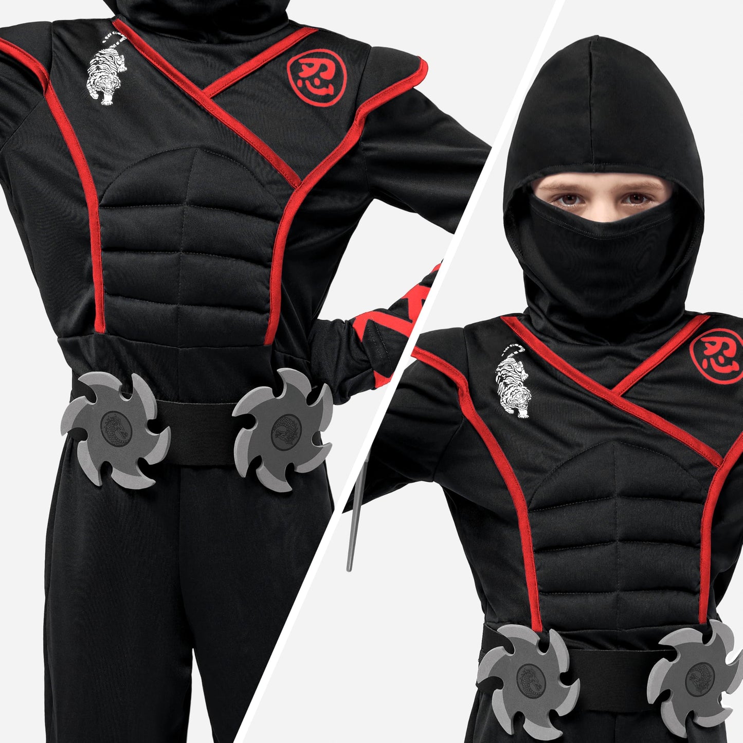 Spooktacular Creations Halloween Ninja Costume — Kids Black Ninja Outfit Set (Large, 10-12 yrs)