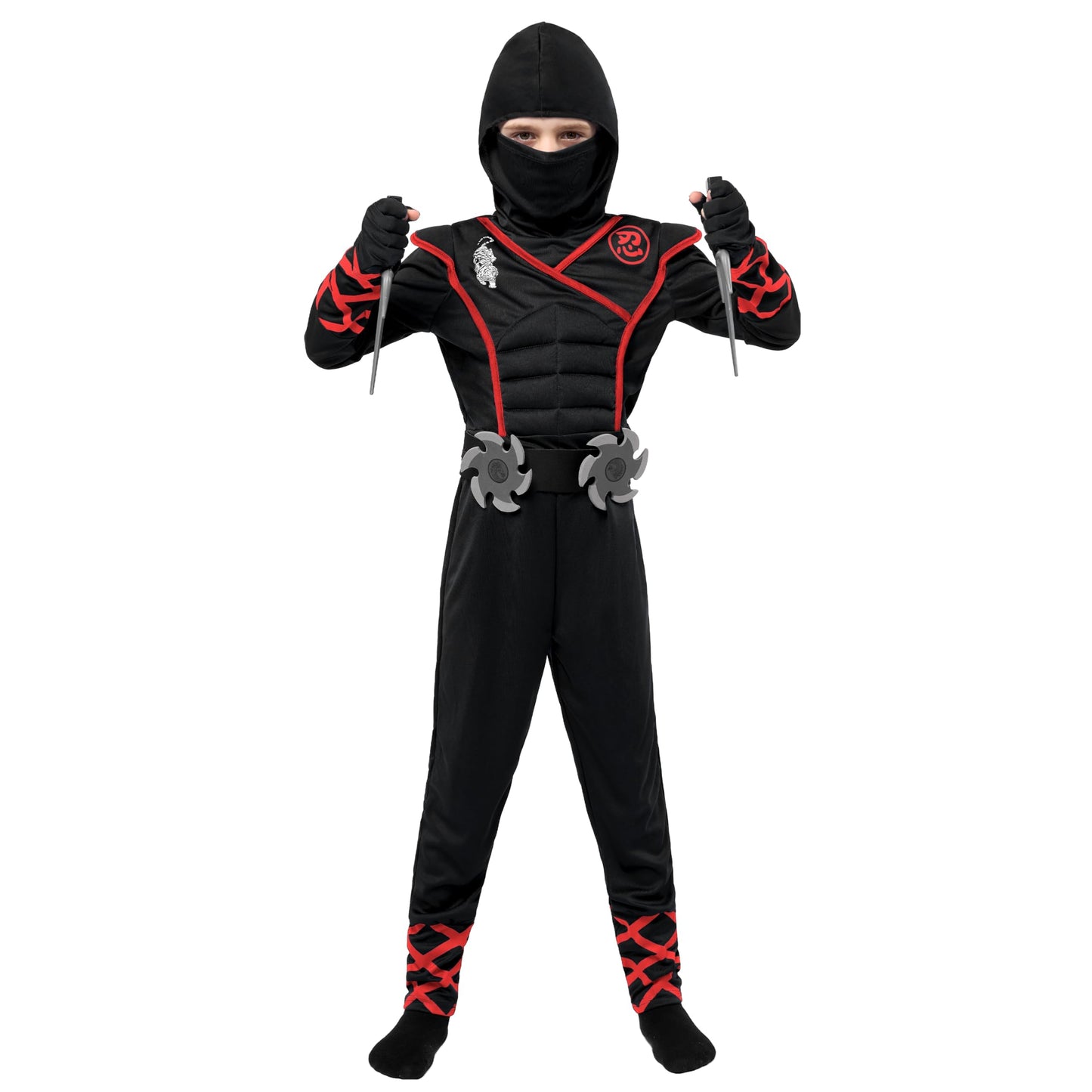 Spooktacular Creations Halloween Ninja Costume — Kids Black Ninja Outfit Set (Large, 10-12 yrs)
