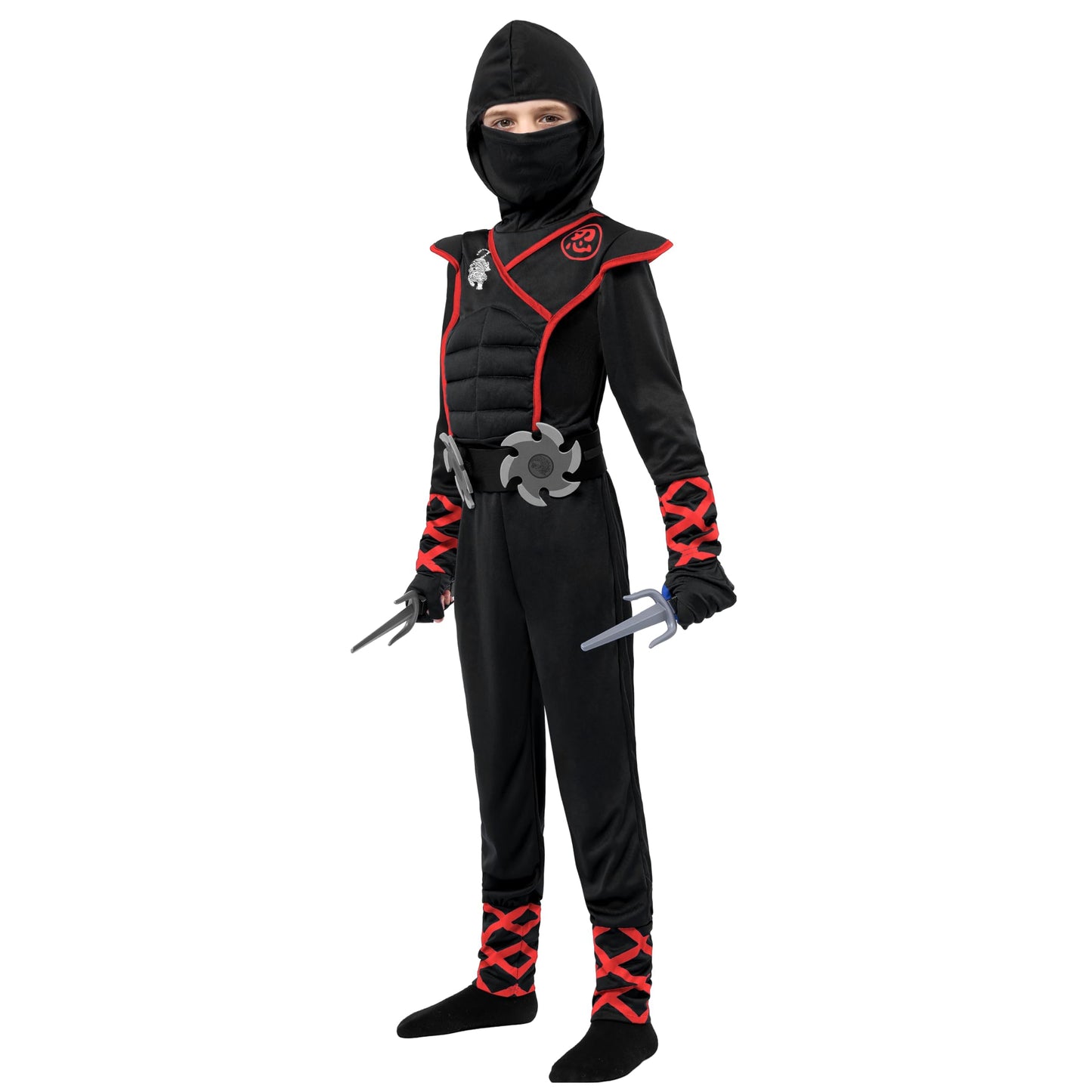 Spooktacular Creations Halloween Ninja Costume — Kids Black Ninja Outfit Set (Large, 10-12 yrs)