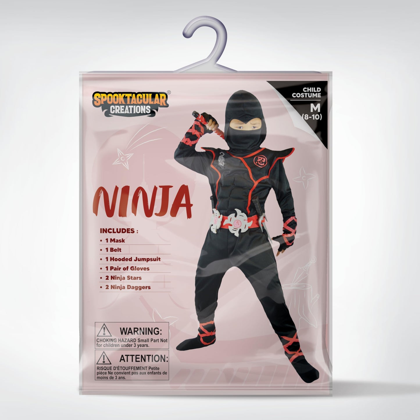 Spooktacular Creations Halloween Ninja Costume — Kids Black Ninja Outfit Set (Large, 10-12 yrs)