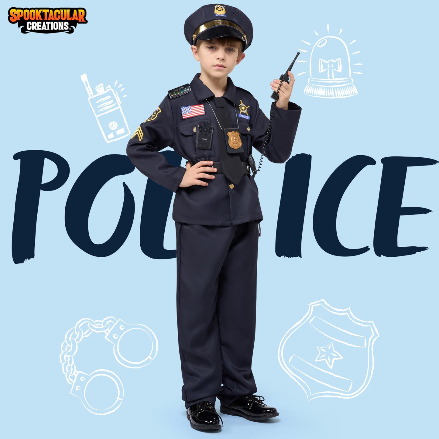Spooktacular Creations Halloween Police Costume for Kids – Medium (8-10 yrs)