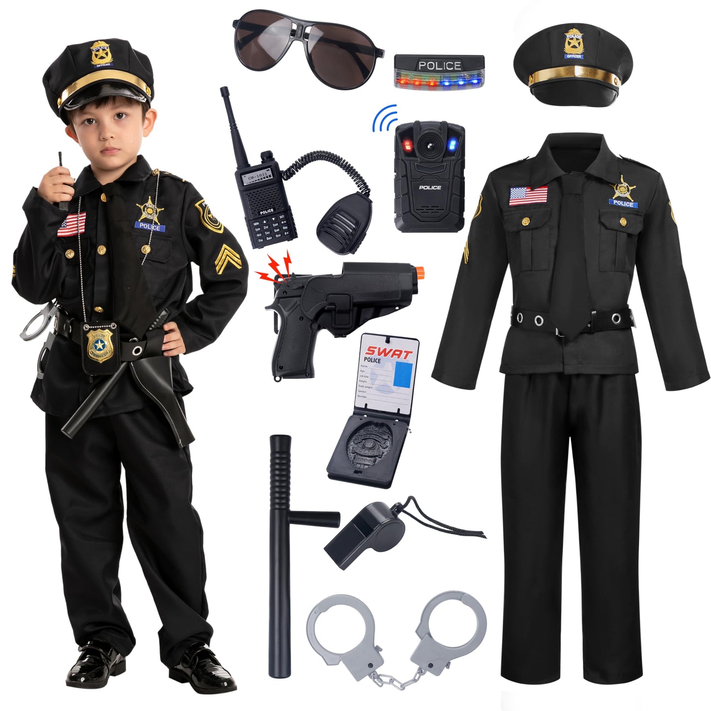 Spooktacular Creations Halloween Police Costume for Kids – Medium (8-10 yrs)