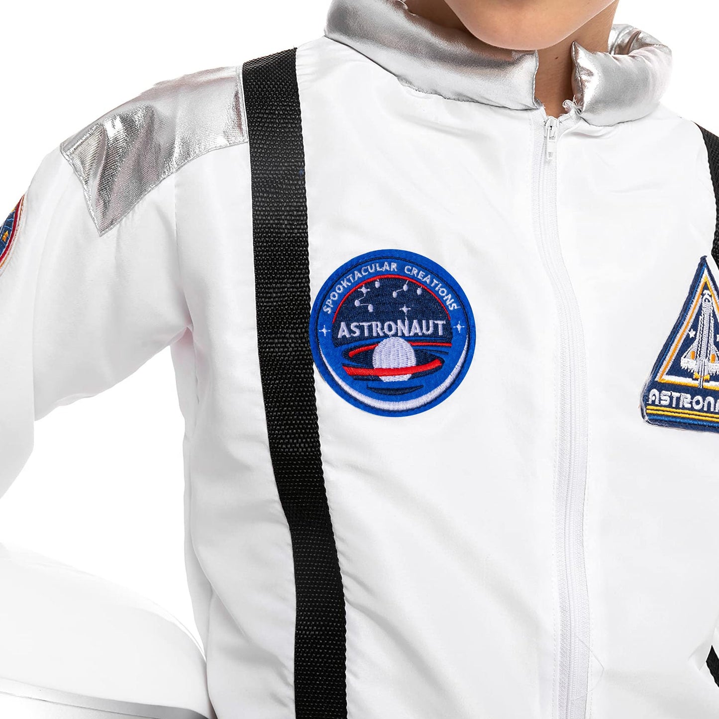 Spooktacular Creations Halloween Astronaut Costume for Kids - White Jumpsuit with Helmet (Small 5-7 yrs)