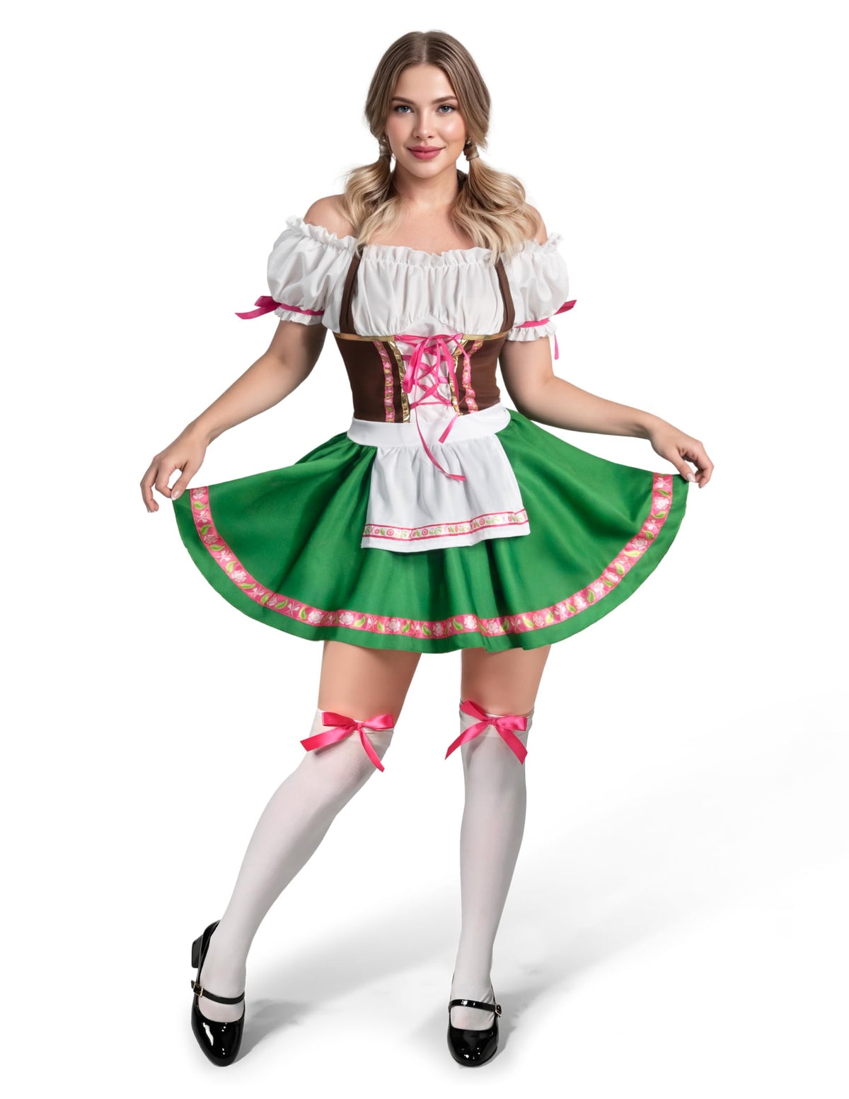 Spooktacular Creations Oktoberfest Women Costume – Green Bavarian Dirndl Dress (Medium)