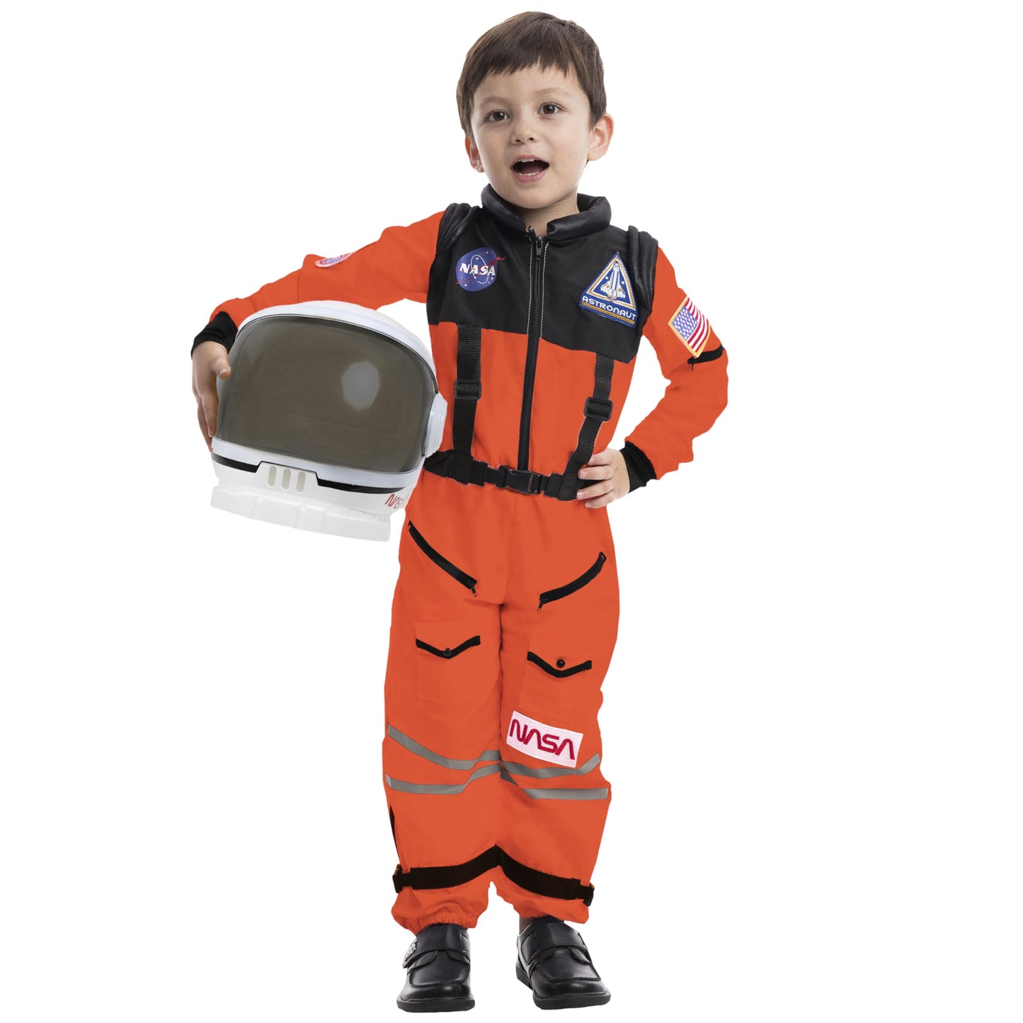 Spooktacular Creations Orange Astronaut Costume with Helmet – Toddler Space Suit (3T, 3-4 yrs)
