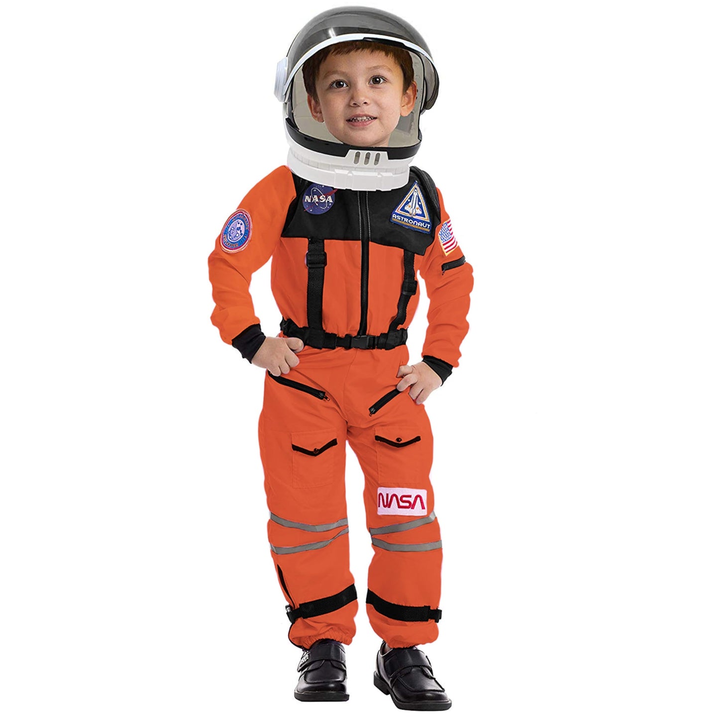 Spooktacular Creations Orange Astronaut Costume with Helmet – Toddler Space Suit (3T, 3-4 yrs)