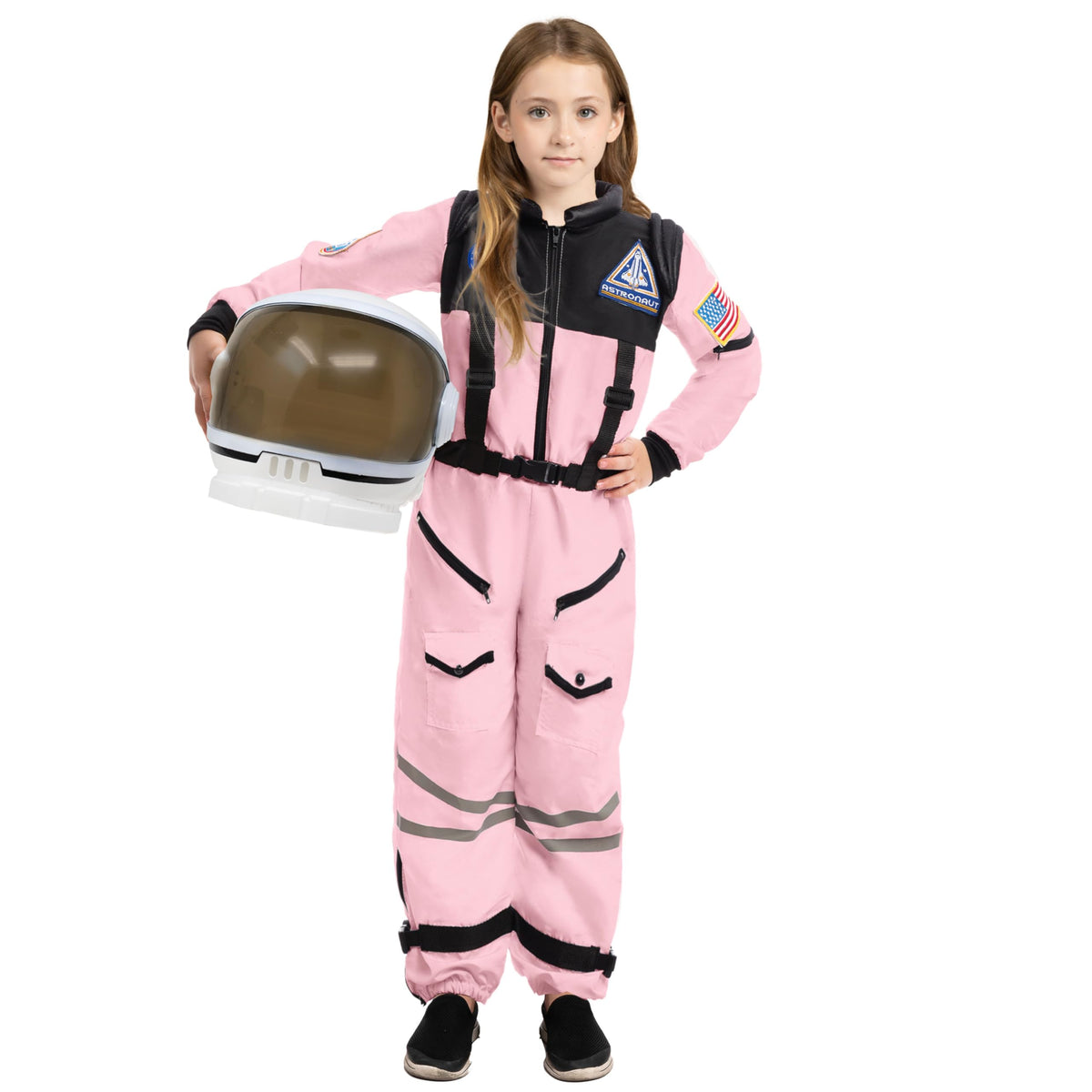 Spooktacular Creations Pink Astronaut Costume with Helmet – Space Suit for Girls (Large 10-12 yrs)