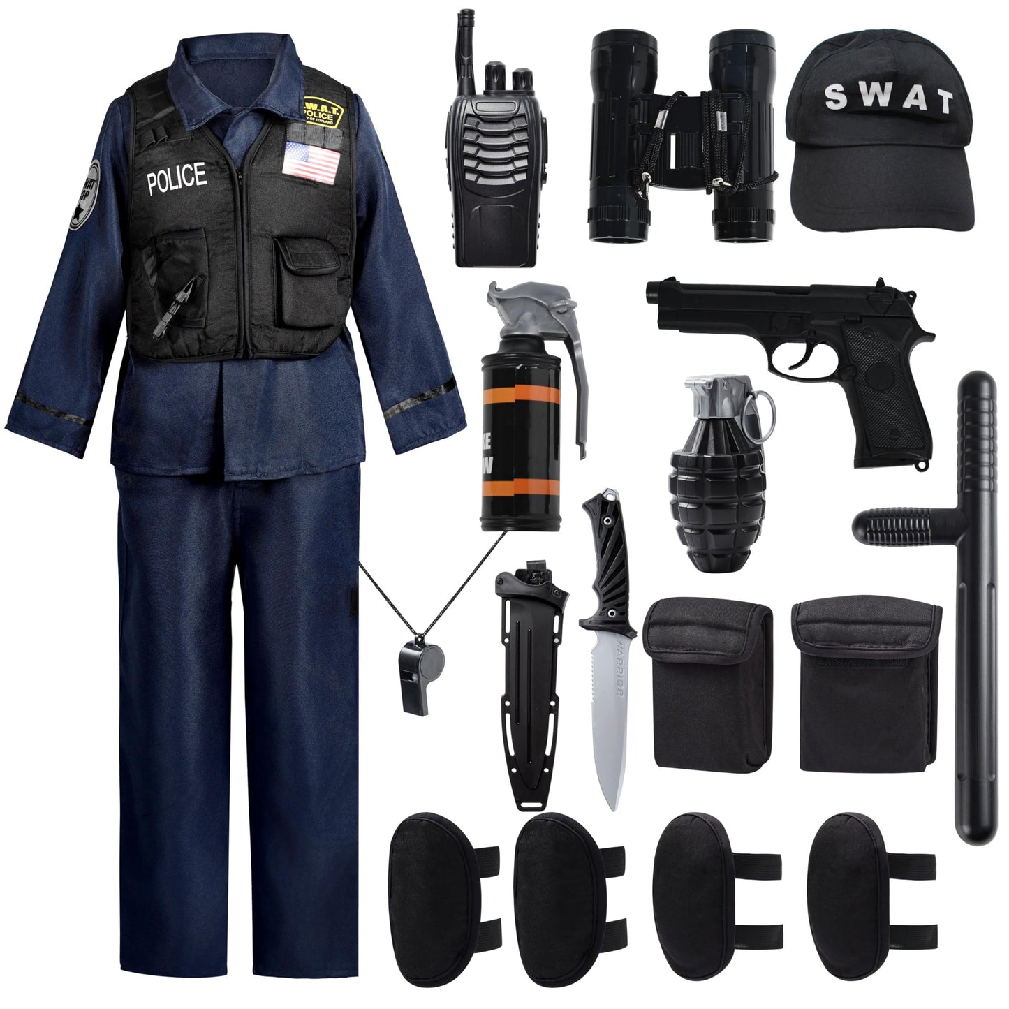 Spooktacular Creations Police SWAT Costume for Kids – S.W.A.T. Officer Set for Boys (Small, 5-7 yrs)