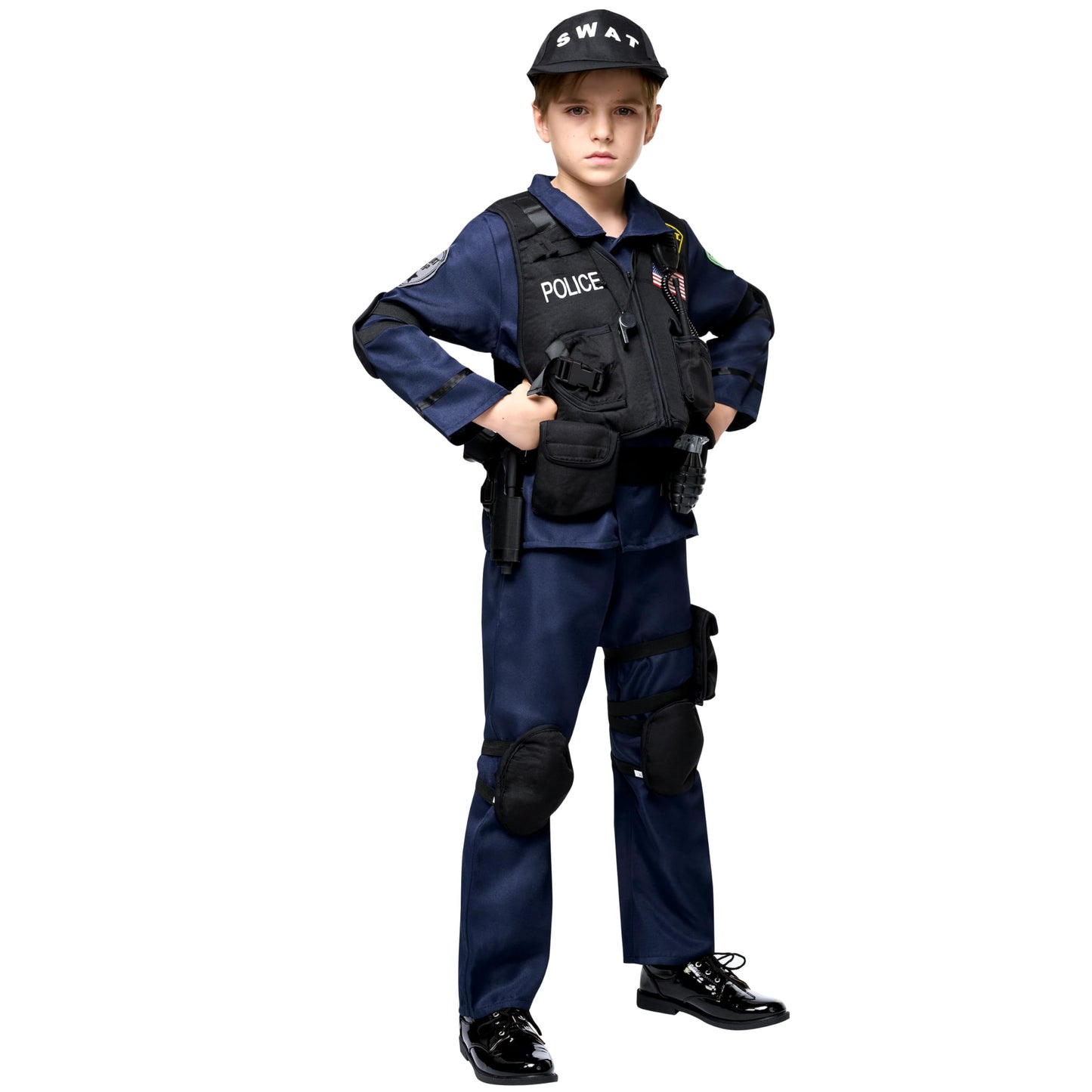Spooktacular Creations Police SWAT Costume for Kids – S.W.A.T. Officer Set for Boys (Small, 5-7 yrs)