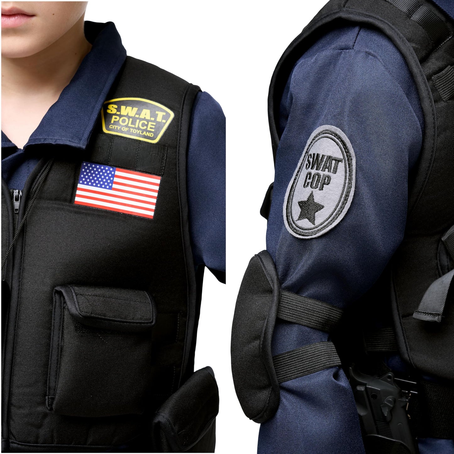 Spooktacular Creations Police SWAT Costume for Kids – S.W.A.T. Officer Set for Boys (Small, 5-7 yrs)