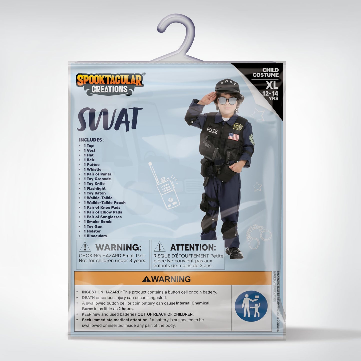 Spooktacular Creations Police SWAT Costume for Kids – S.W.A.T. Officer Set for Boys (Small, 5-7 yrs)