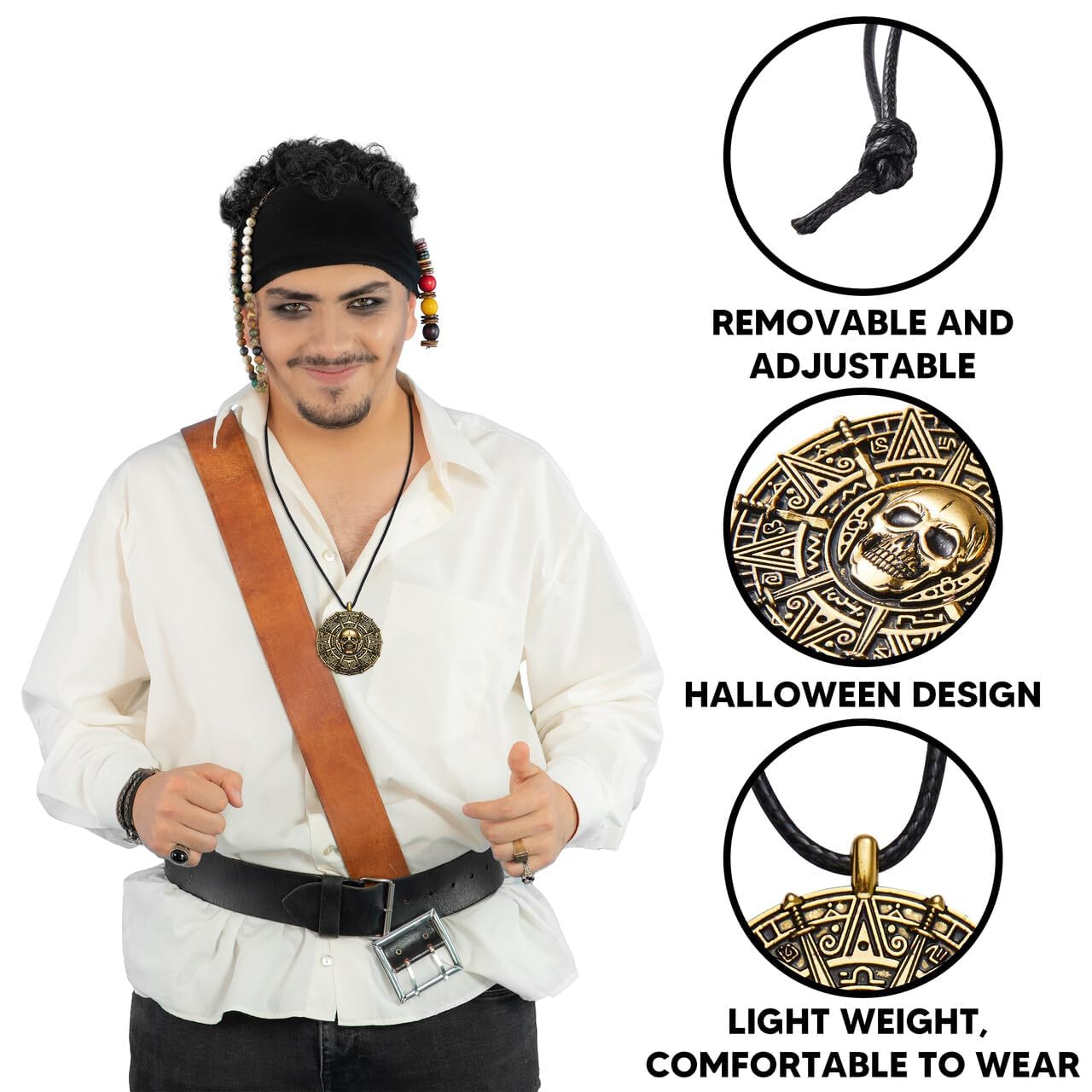 Spooktacular Creations Halloween Pirate Coin Necklace | Skull Pendant for Men & Women