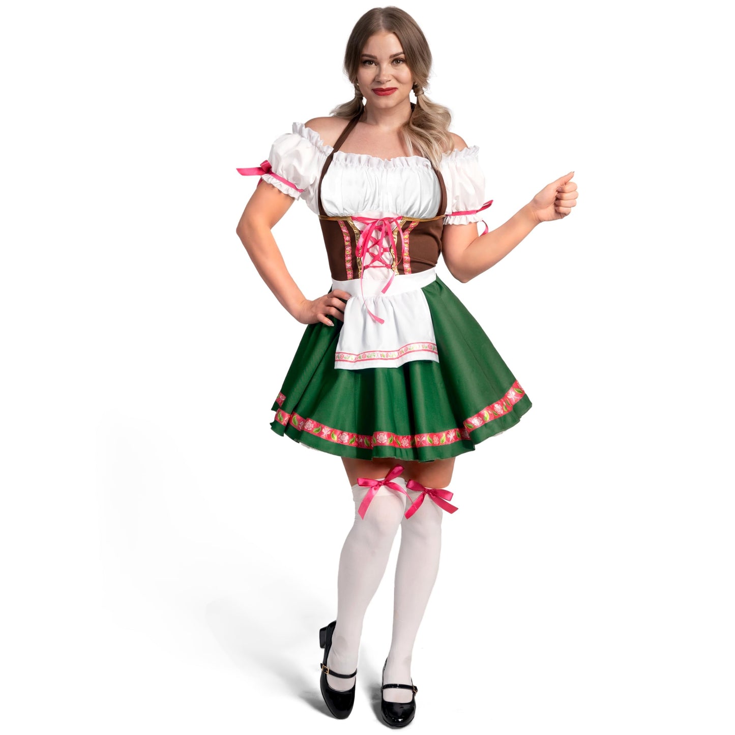 Spooktacular Creations Oktoberfest Women Costume – Green Bavarian Dirndl Dress (Medium)