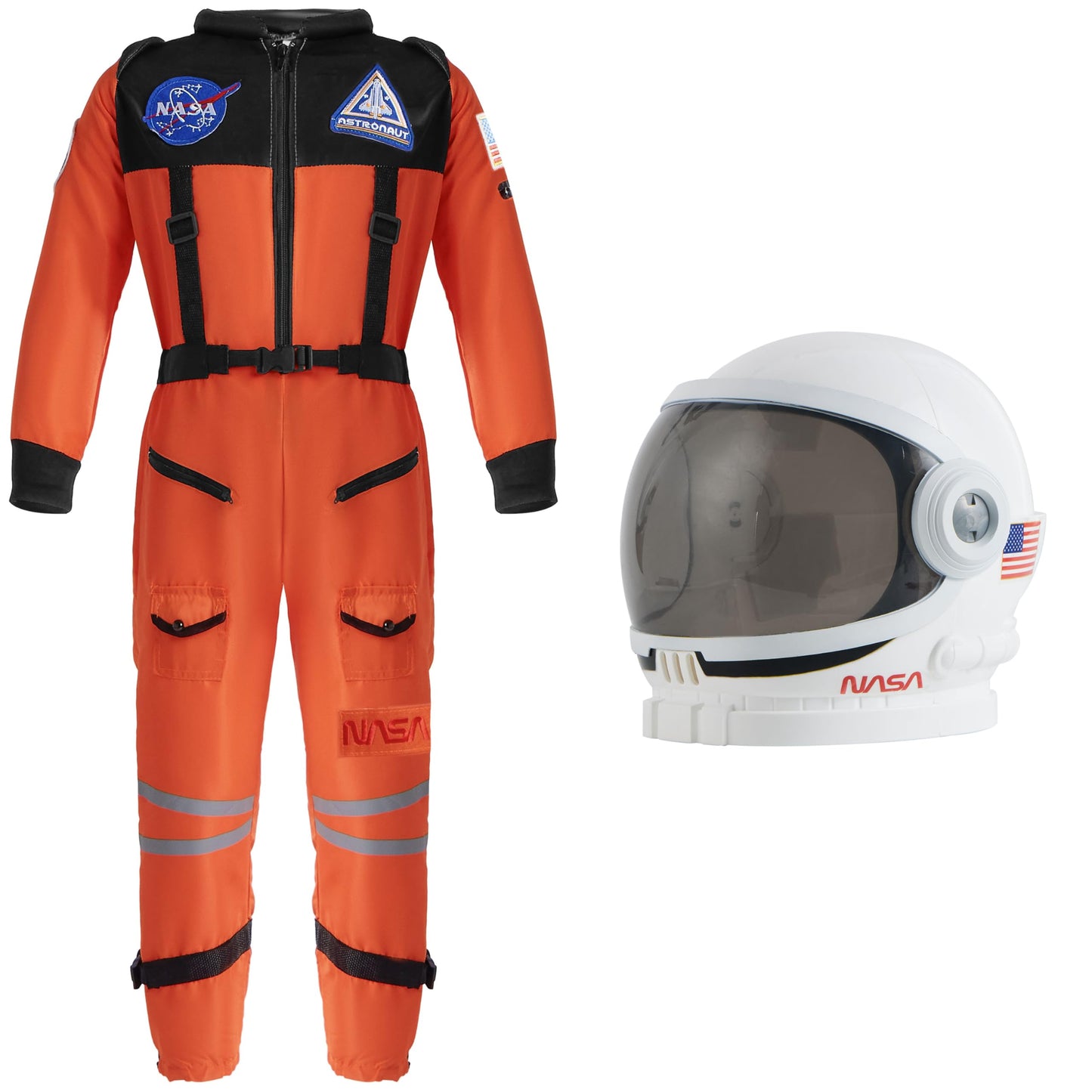 Spooktacular Creations Orange Astronaut Costume with Helmet – Toddler Space Suit (3T, 3-4 yrs)