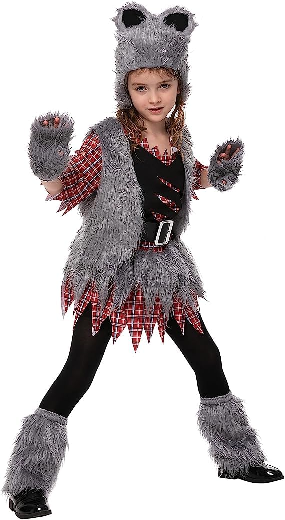 Spooktacular Creations Werewolf Costume for Kids – Girls Wolf Outfit Set