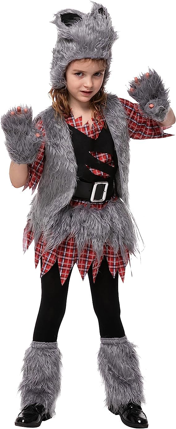 Spooktacular Creations Werewolf Costume for Kids – Girls Wolf Outfit Set