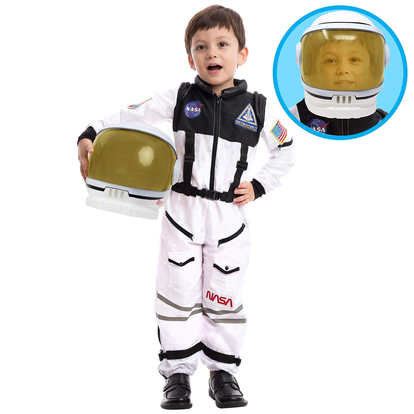 Spooktacular Creations White Astronaut Costume with Helmet – Space Suit for Toddler & Kids (Medium 8-10 yrs)