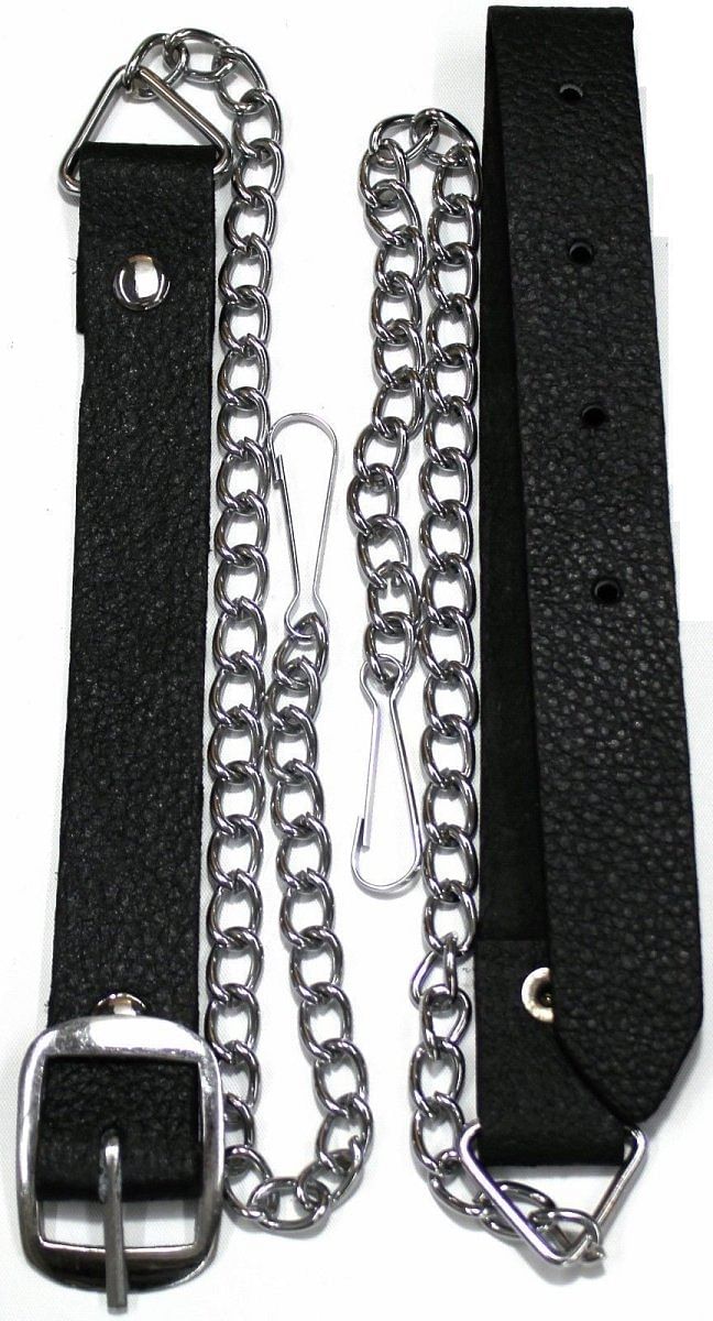 Sporran chain belt Genuine Black Leather Scottish Men's Kilt