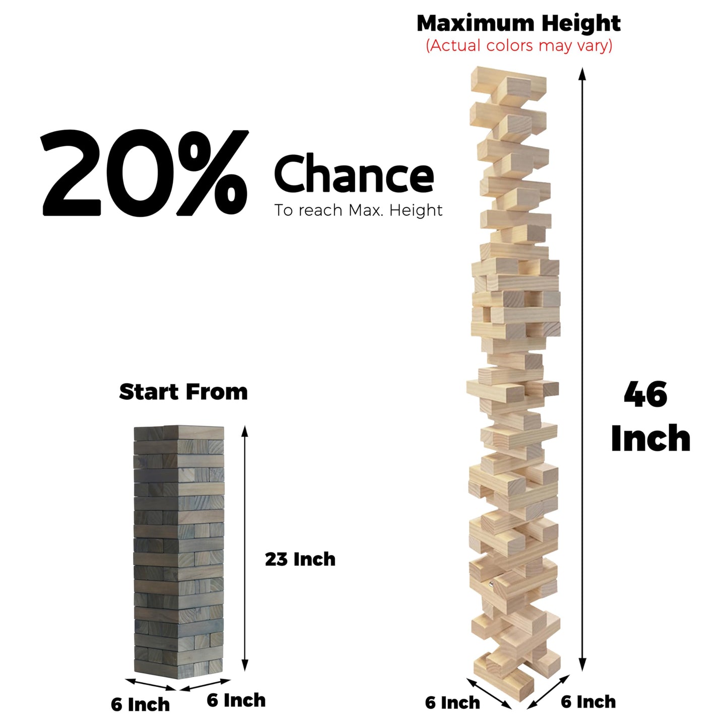 Sport Beats Gray Large Tower Game — 54-Block Outdoor Stacking Game with Carry Bag