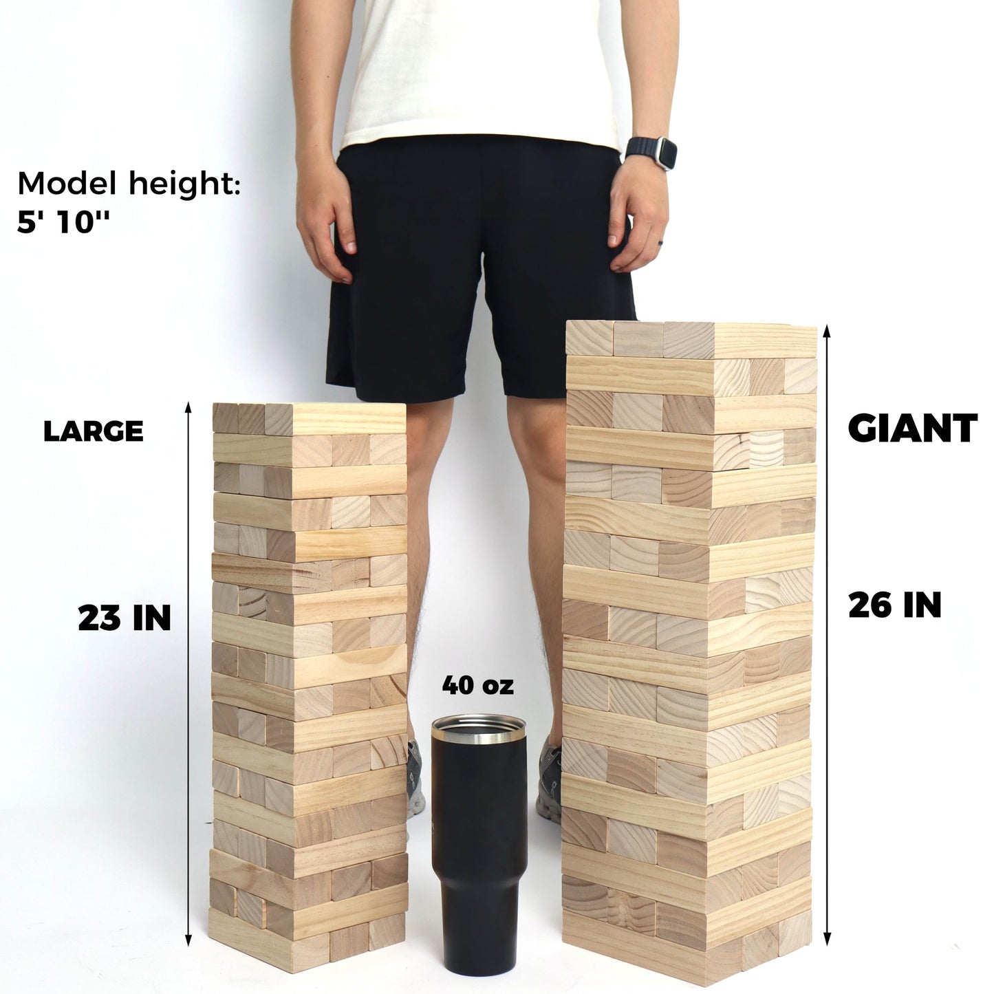 SPORT BEATS Outdoor Games Giant Tower – 54-Block Stacking Game with Carry Bag & Scoreboard (Up to 55 inches)
