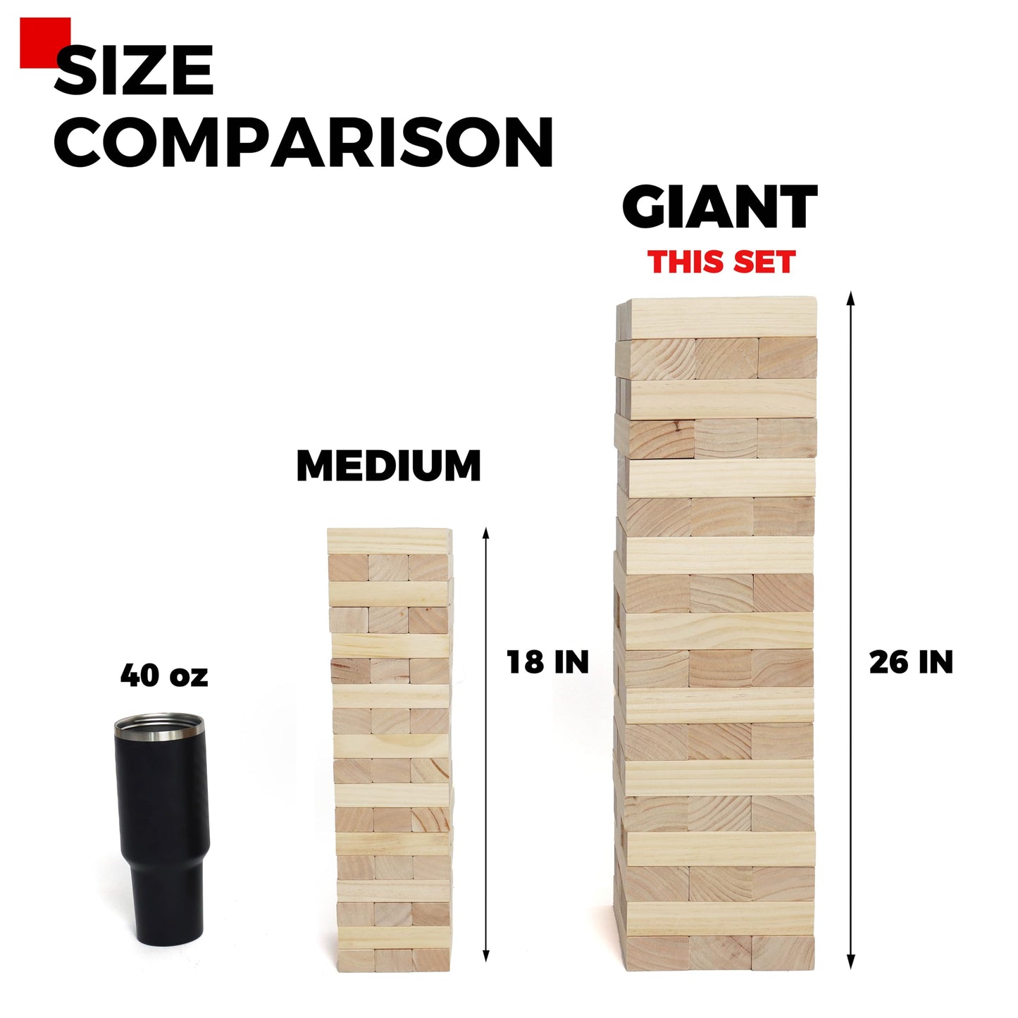 SPORT BEATS Outdoor Games Giant Tower – 54-Block Stacking Game with Carry Bag & Scoreboard (Up to 55 inches)