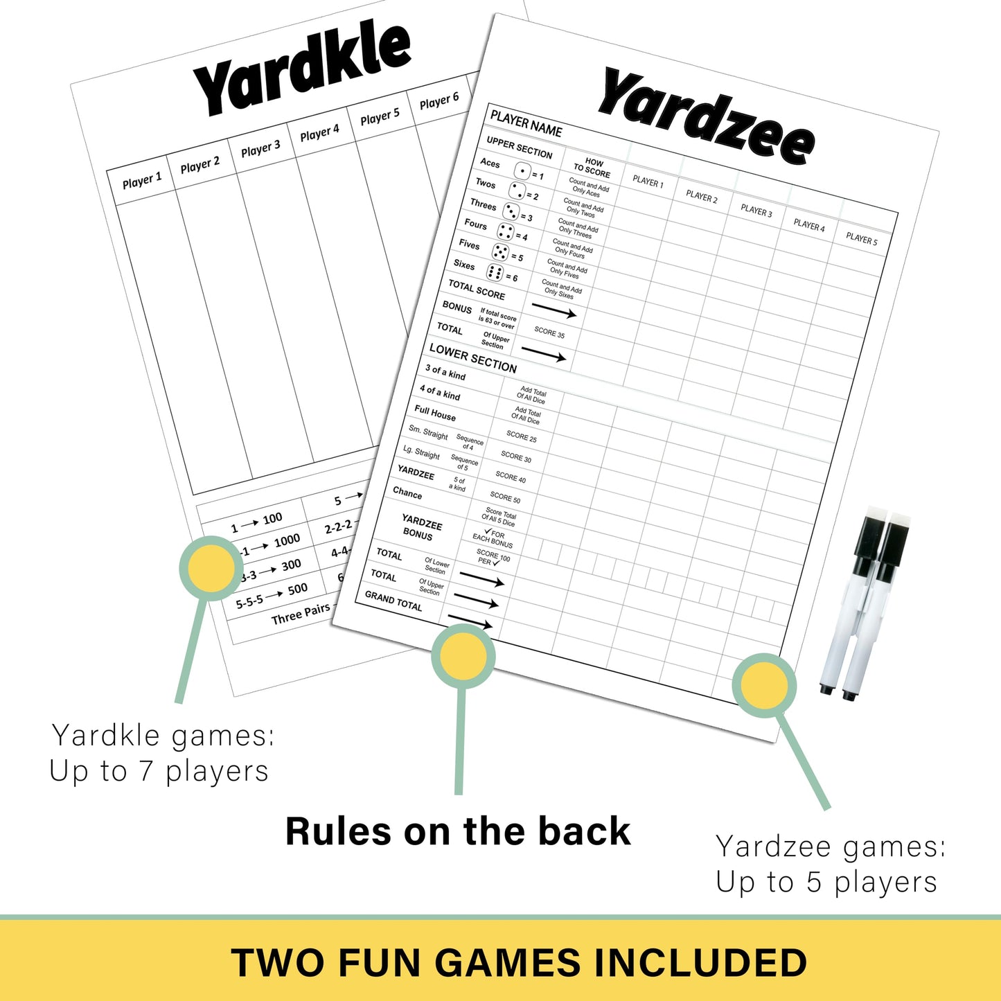 SPORT BEATS Giant Wooden Yard Dice – Outdoor Games Set of 6 with Two Games