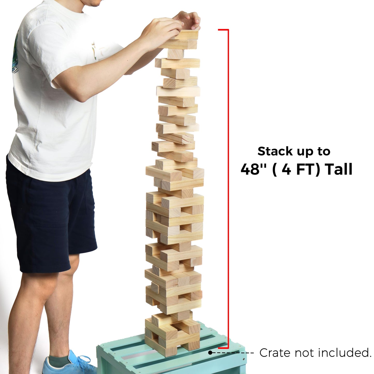 SPORT BEATS Outdoor Tower Stacking Game - 54 Wooden Blocks, Carry Bag & Scoreboard