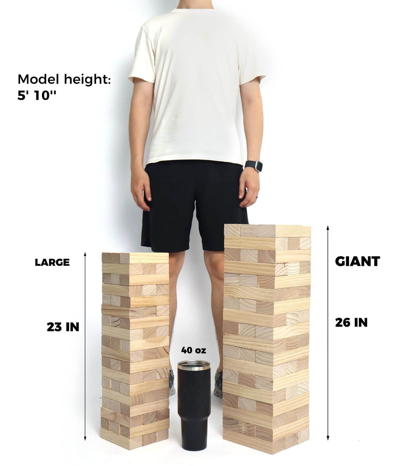 SPORT BEATS Outdoor Tower Stacking Game - 54 Wooden Blocks, Carry Bag & Scoreboard