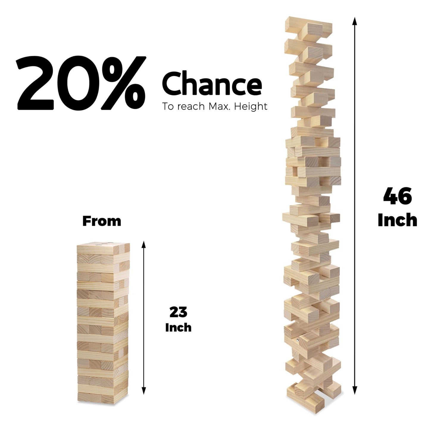 SPORT BEATS Outdoor Tower Stacking Game - 54 Wooden Blocks, Carry Bag & Scoreboard