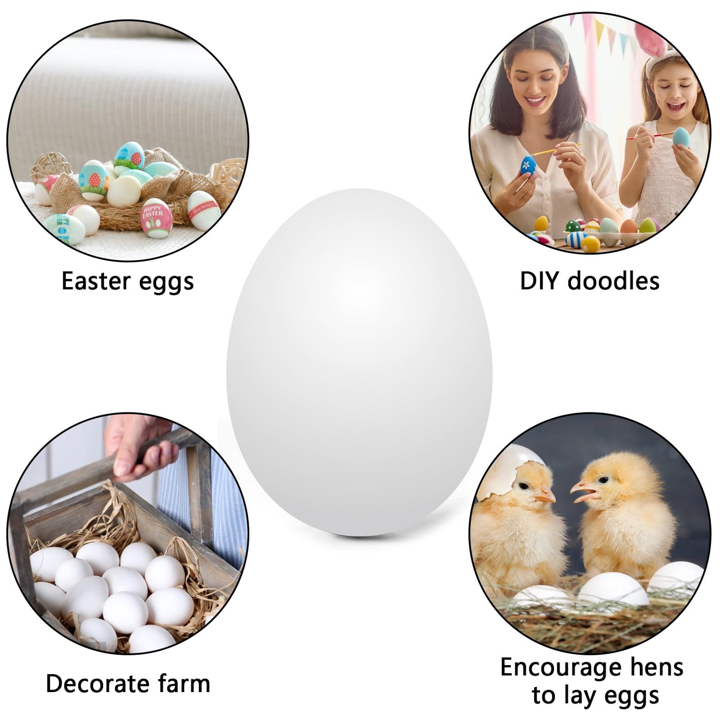 Sportsvoutdoors 6-Pcs Wooden Fake Eggs – White Easter Eggs for Pretend Play and Kids Kitchen Toys