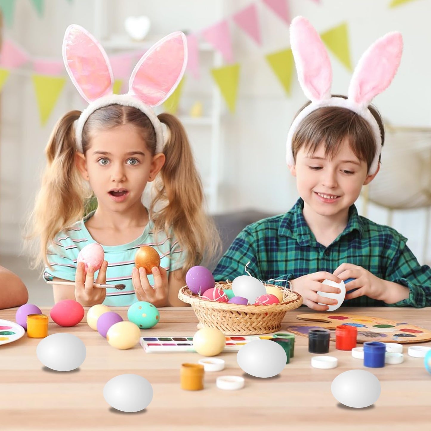 Sportsvoutdoors 6-Pcs Wooden Fake Eggs – White Easter Eggs for Pretend Play and Kids Kitchen Toys