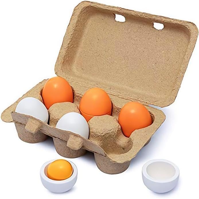 Sportsvoutdoors 6Pcs Egg Kitchen Toys – Wooden Pretend Play Food Set | Easter Eggs